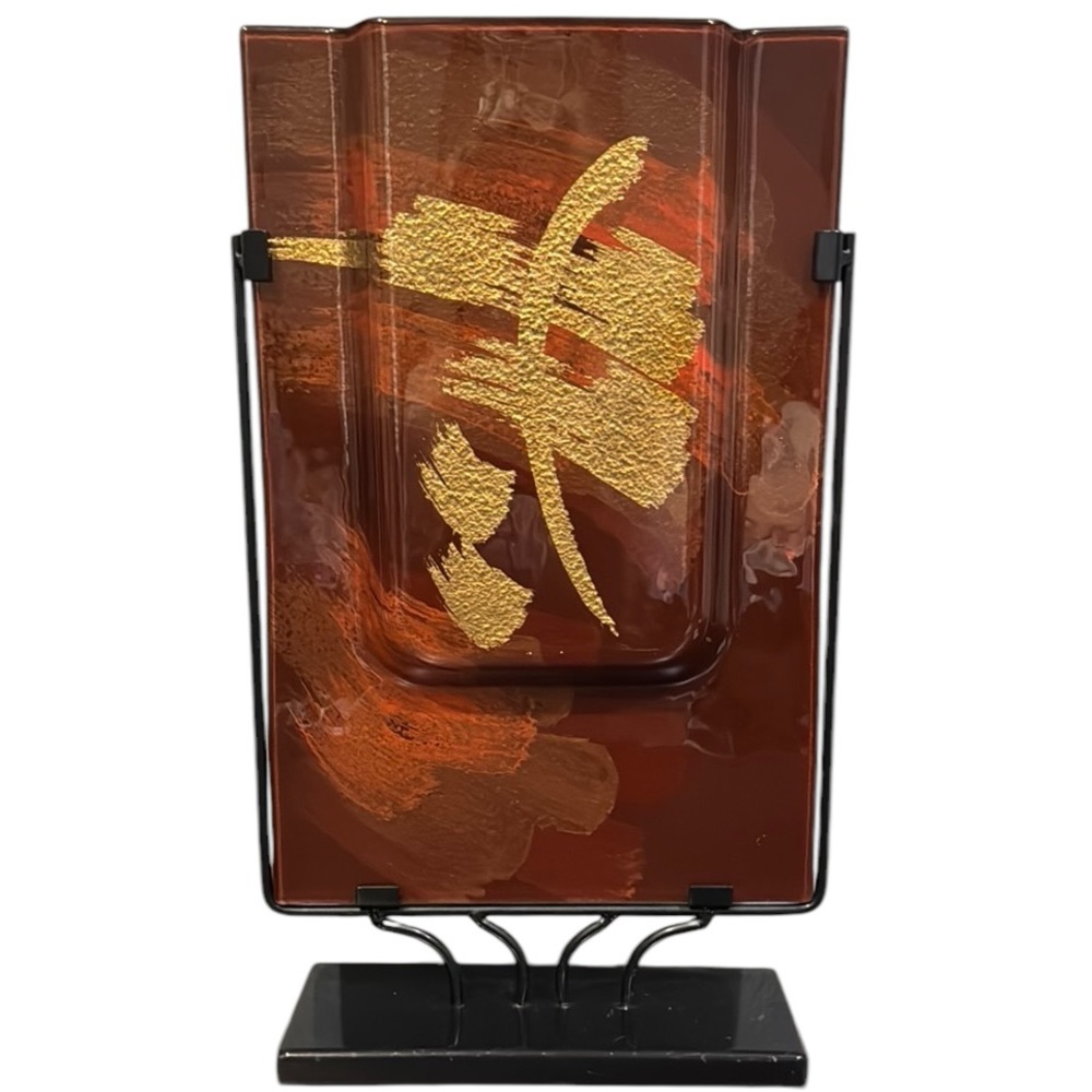 Jasmine Art Handmade Rectangle Fused Glass Vase
